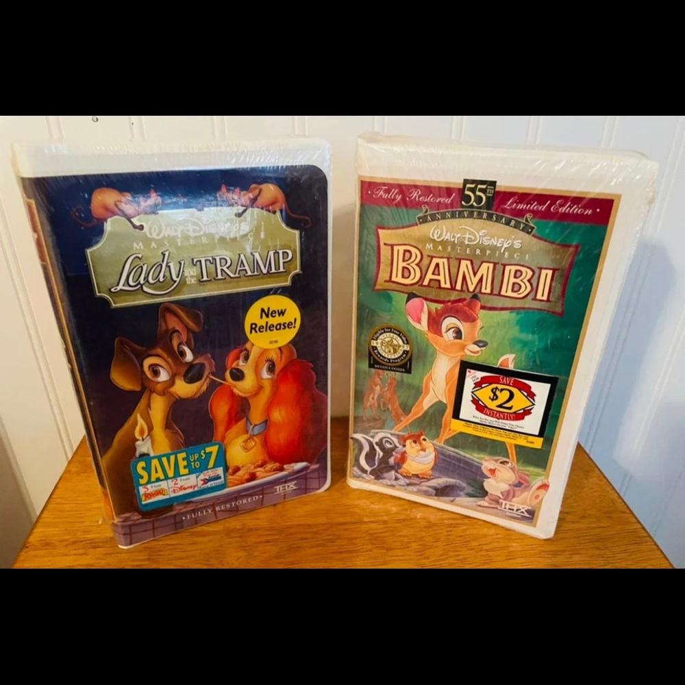 Disney VHS Lady and the tramp & Bambi- Sealed